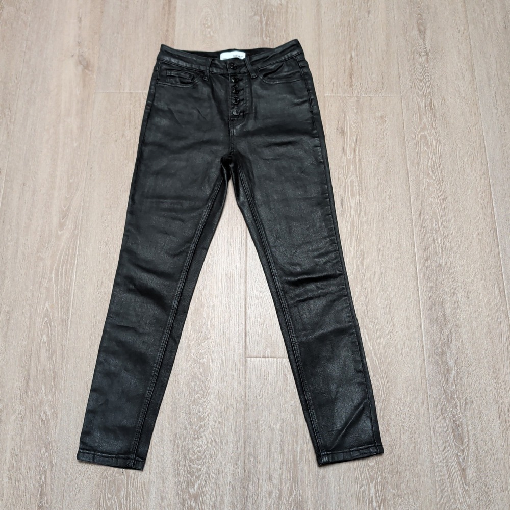 Vervet Los Angeles Black Coated High Rise Skinny Jeans Button Fly Womens‎ 26x26